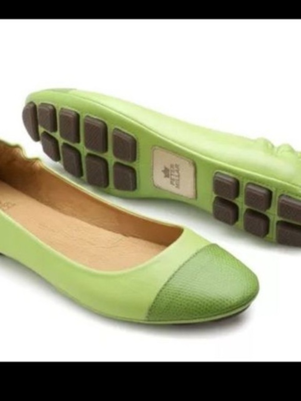 Peter Millar Y2k Kelly Green Leather Cap-Toe Ballet Flats 6.5